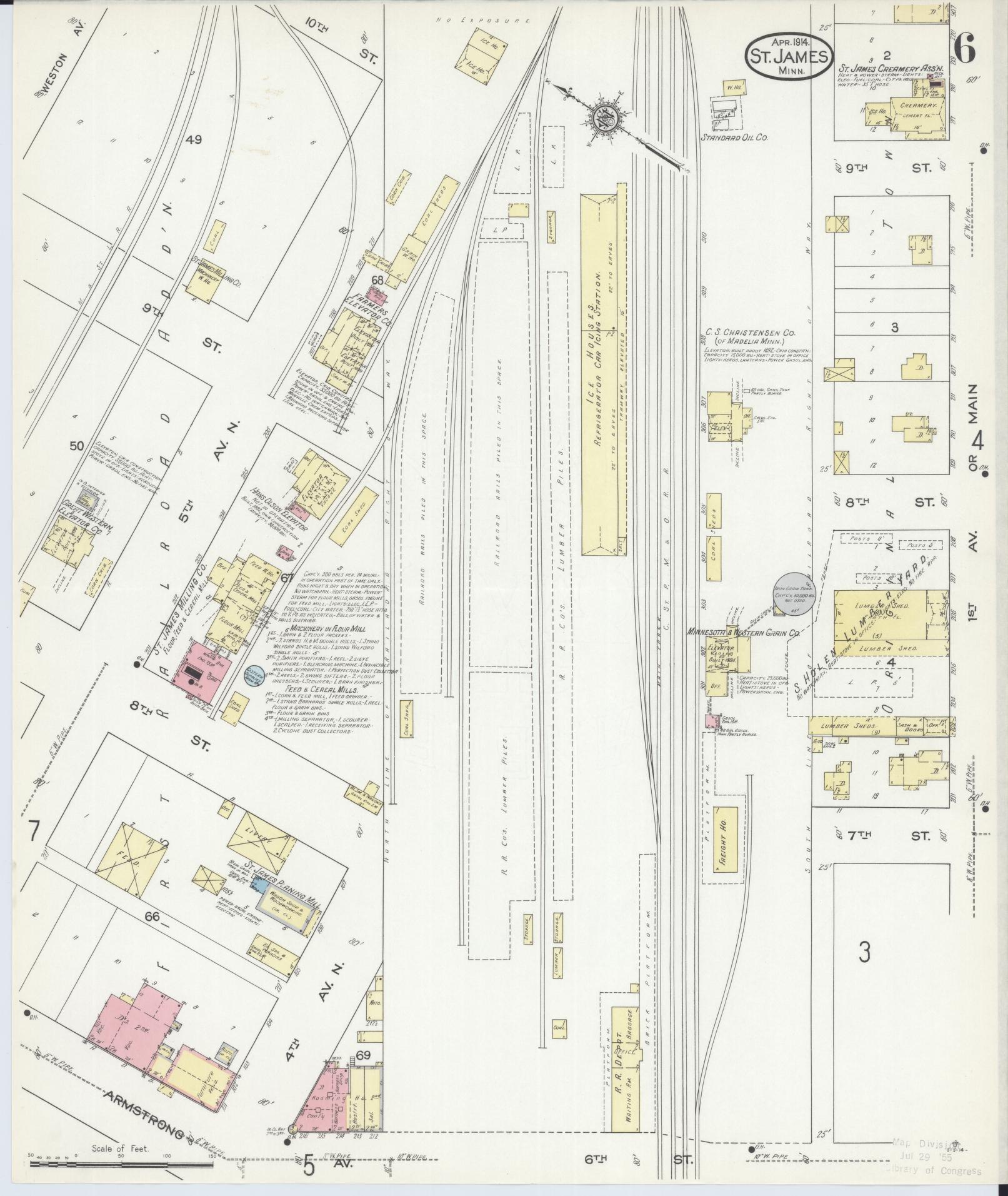 Sanborn Fire Insurance Map from Saint James, Watonwan County, Minnesota (1914), Sheet #0006 - Complete Map Set gallery image, historic Sanborn map, vintage wall art, Minnesota Minnesota