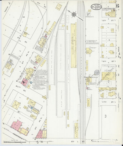 Sanborn Fire Insurance Map from Saint James, Watonwan County, Minnesota (1914), Sheet #0006 - Complete Map Set gallery image, historic Sanborn map, vintage wall art, Minnesota Minnesota