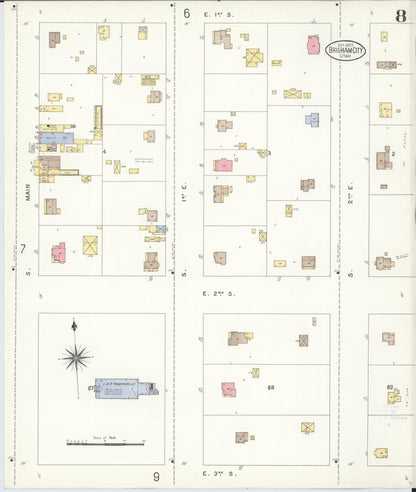 Sanborn Fire Insurance Map from Brigham City, Box Elder County, Utah (1907), Sheet #0008 - Complete Map Set gallery image, historic Sanborn map, vintage wall art, Utah Utah
