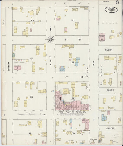 Sanborn Fire Insurance Map from Peru, La Salle County, Illinois (1888), Sheet #0003 - Historic Sanborn Fire Insurance Map Print, vintage old map wall art, antique decor, genealogy gift, Illinois Illinois map