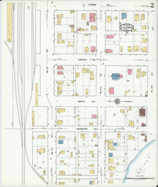 Sanborn Fire Insurance Map from La Junta, Otero County, Colorado (1919), Sheet #0002 - Historic Sanborn Fire Insurance Map Print, vintage old map wall art, antique decor, genealogy gift, Colorado Colorado map