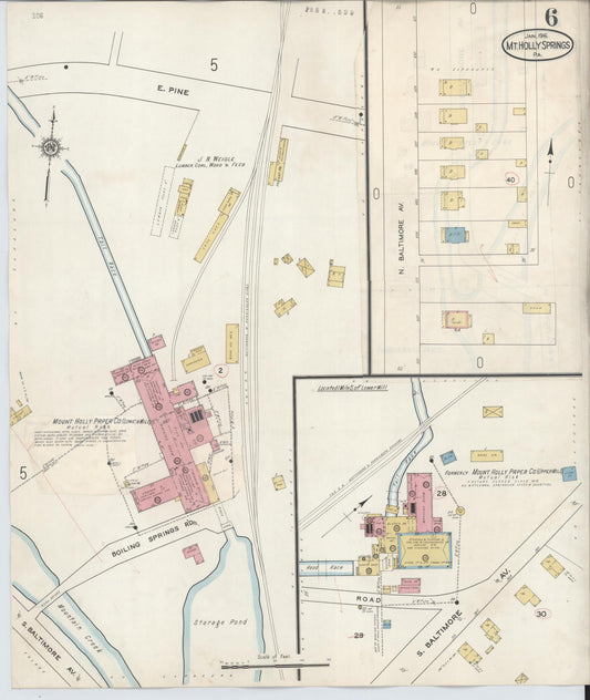Sanborn Fire Insurance Map from Mount Holly Springs, Cumberland County, Pennsylvania (1929), Sheet #0006 - Historic Sanborn Fire Insurance Map Print, vintage old map wall art, antique decor, genealogy gift, Pennsylvania Pennsylvania map