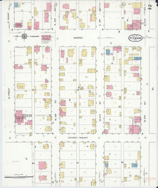 Sanborn Fire Insurance Map from Hermann, Gasconade County, Missouri (1917), Sheet #0002 - Historic Sanborn Fire Insurance Map Print, vintage old map wall art, antique decor, genealogy gift, Missouri Missouri map