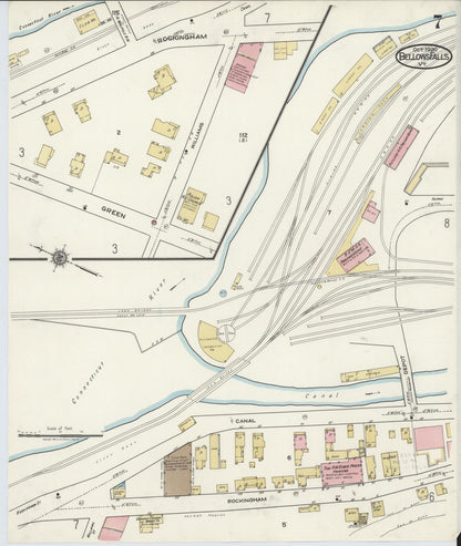 Sanborn Fire Insurance Map from Bellows Falls, Windham County, Vermont (1920), Sheet #0007 - Complete Map Set gallery image, historic Sanborn map, vintage wall art, Vermont Vermont
