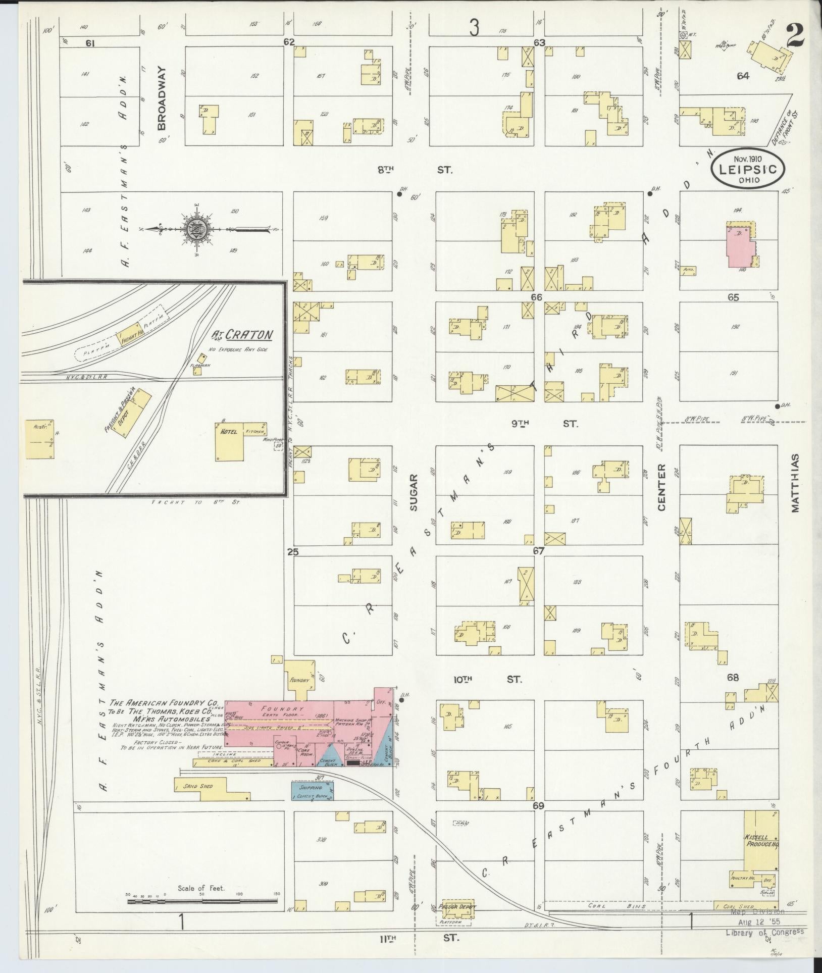 Sanborn Fire Insurance Map from Leipsic, Putnam County, Ohio (1910), Sheet #0002 - Historic Sanborn Fire Insurance Map Print, vintage old map wall art, antique decor, genealogy gift, Ohio Ohio map