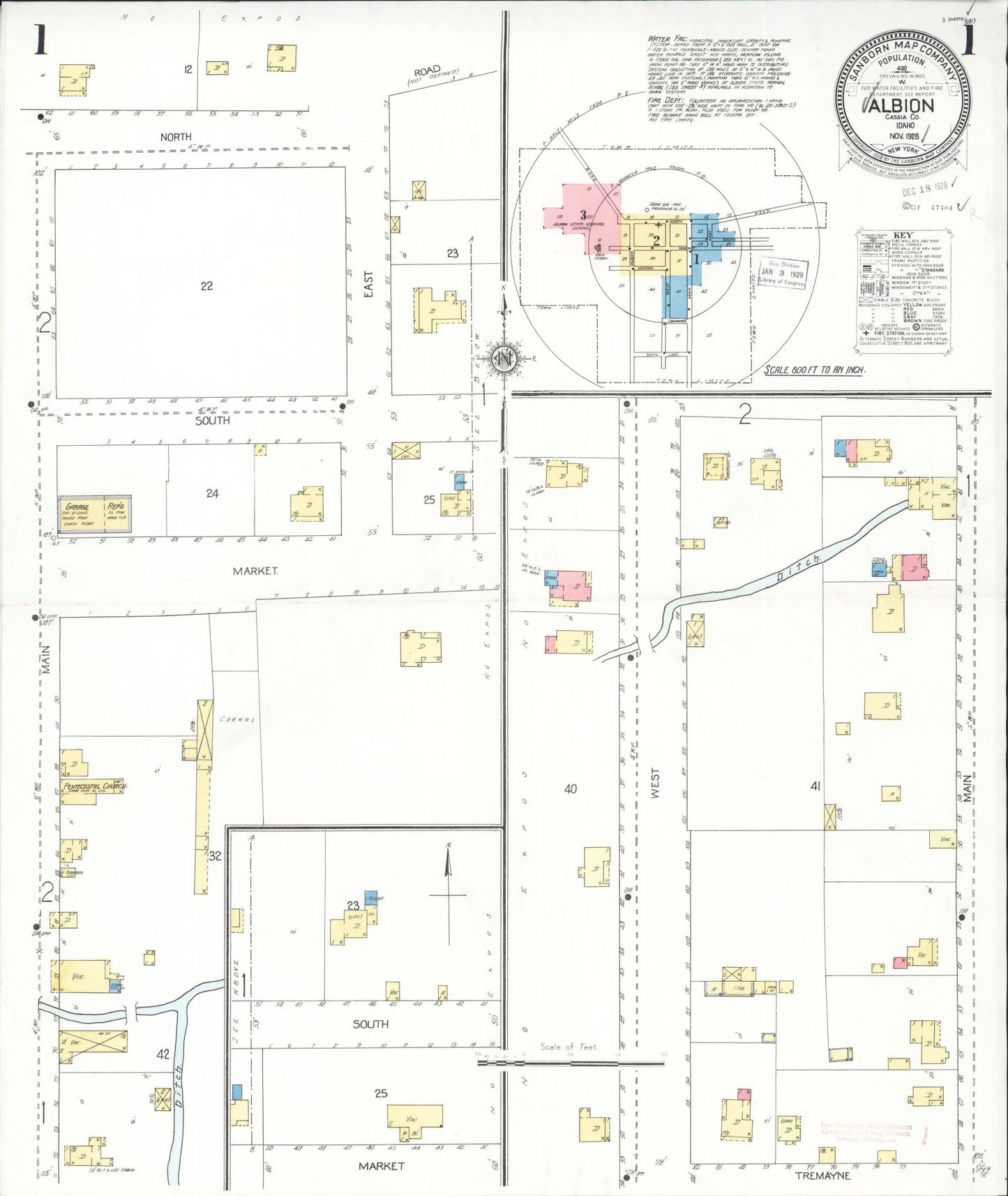Sanborn Fire Insurance Map from Albion, Cassia County, Idaho. (1928) – Historic Sanborn Fire Insurance Map Print