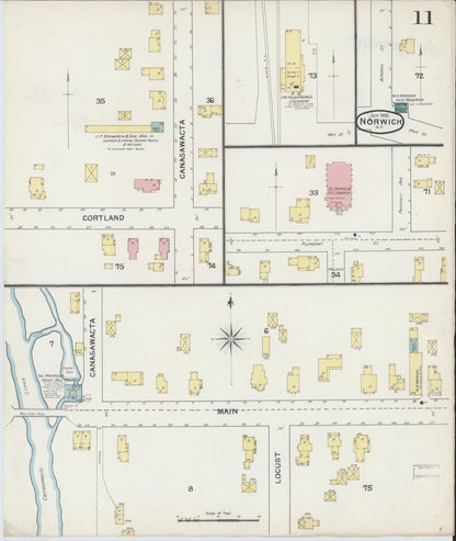 Sanborn Fire Insurance Map from Norwich, Chenango County, New York (1892), Sheet #0011 - Historic Sanborn Fire Insurance Map Print, vintage old map wall art, antique decor, genealogy gift, New York New York map