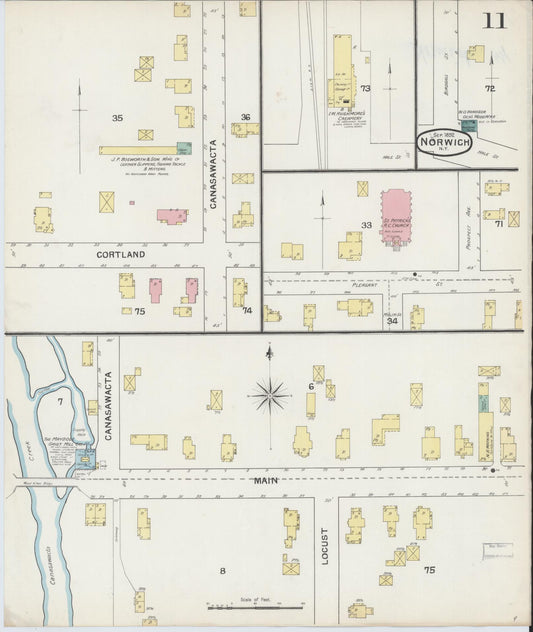 Sanborn Fire Insurance Map from Norwich, Chenango County, New York (1892), Sheet #0011 - Historic Sanborn Fire Insurance Map Print, vintage old map wall art, antique decor, genealogy gift, New York New York map