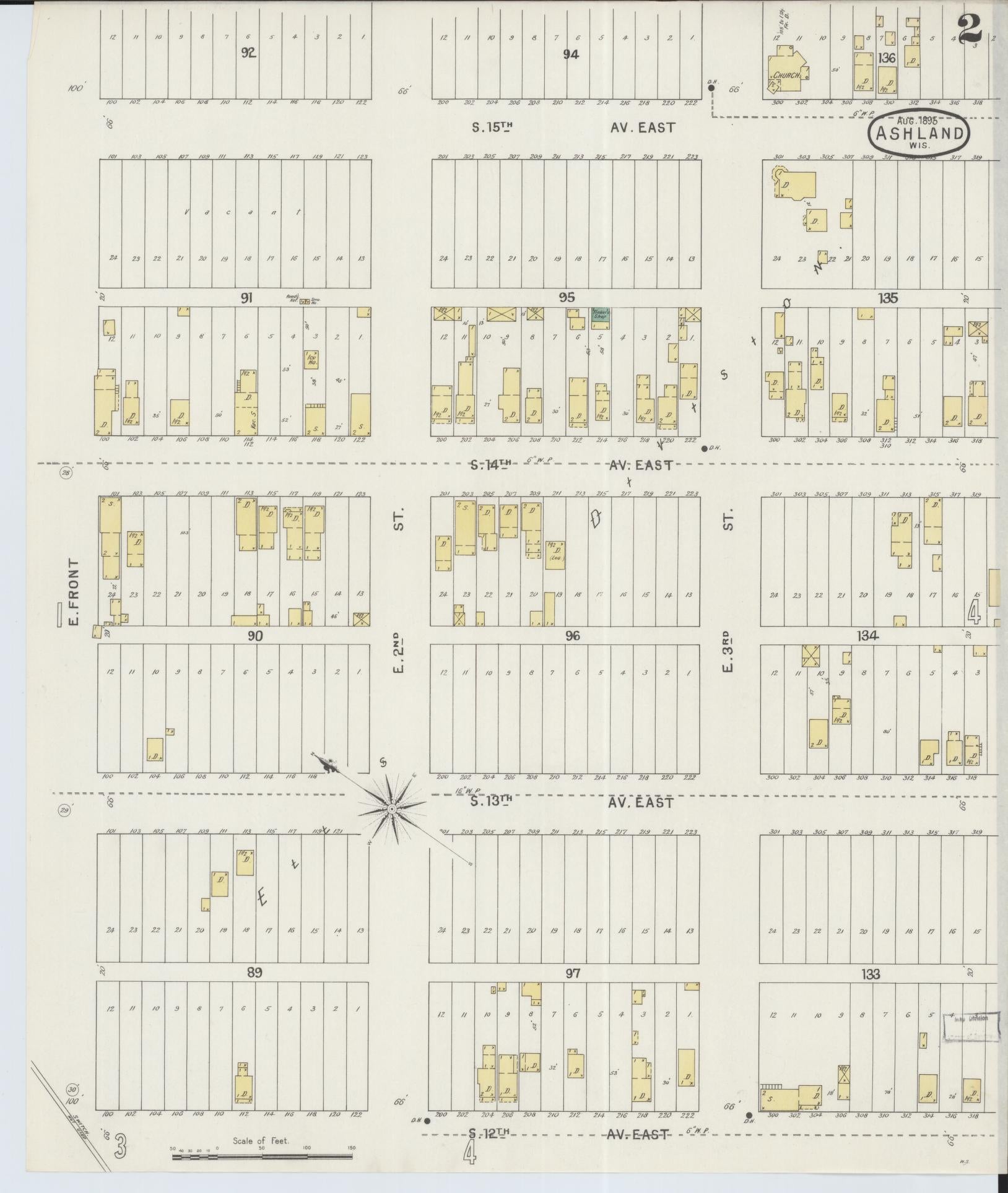 Sanborn Fire Insurance Map from Ashland, Ashland County, Wisconsin (1895), Sheet #0002 - Historic Sanborn Fire Insurance Map Print, vintage old map wall art, antique decor, genealogy gift, Wisconsin Wisconsin map