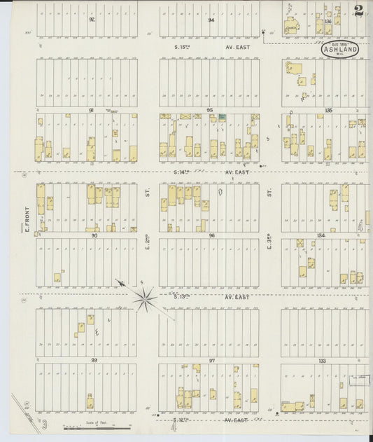 Sanborn Fire Insurance Map from Ashland, Ashland County, Wisconsin (1895), Sheet #0002 - Historic Sanborn Fire Insurance Map Print, vintage old map wall art, antique decor, genealogy gift, Wisconsin Wisconsin map