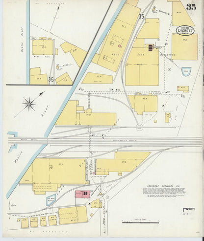 Sanborn Fire Insurance Map from Everett, Middlesex County, Massachusetts (1903), Sheet #0035 - Historic Sanborn Fire Insurance Map Print, vintage old map wall art, antique decor, genealogy gift, Massachusetts Massachusetts map