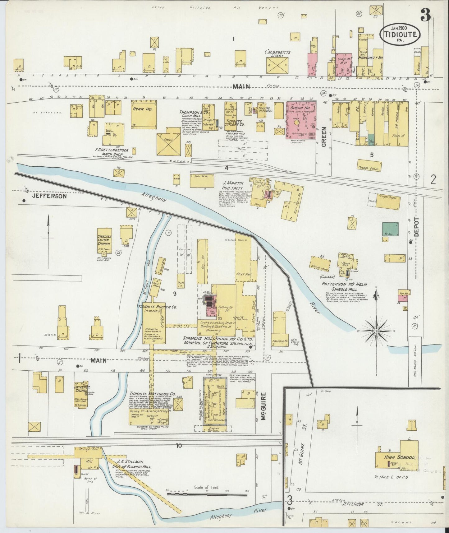 Sanborn Fire Insurance Map from Tidioute, Warren County, Pennsylvania (1900), Sheet #0003 - Complete Map Set gallery image, historic Sanborn map, vintage wall art, Pennsylvania Pennsylvania