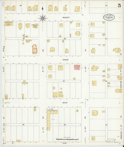 Sanborn Fire Insurance Map from Teague, Freestone County, Texas (1908), Sheet #0005 - Historic Sanborn Fire Insurance Map Print, vintage old map wall art, antique decor, genealogy gift, Texas Texas map