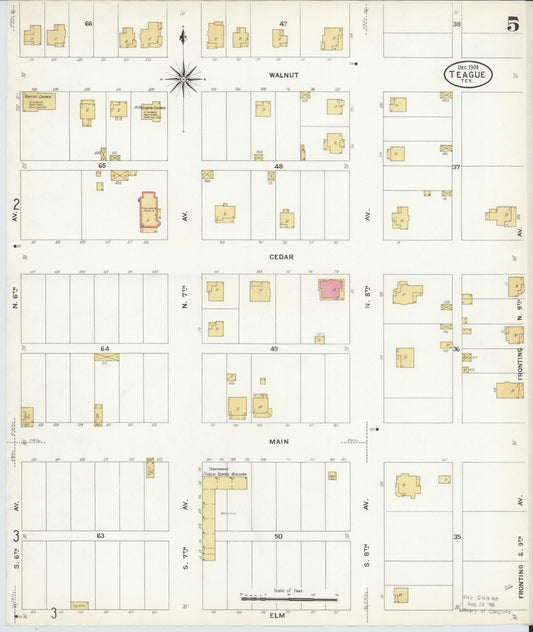 Sanborn Fire Insurance Map from Teague, Freestone County, Texas (1908), Sheet #0005 - Historic Sanborn Fire Insurance Map Print, vintage old map wall art, antique decor, genealogy gift, Texas Texas map