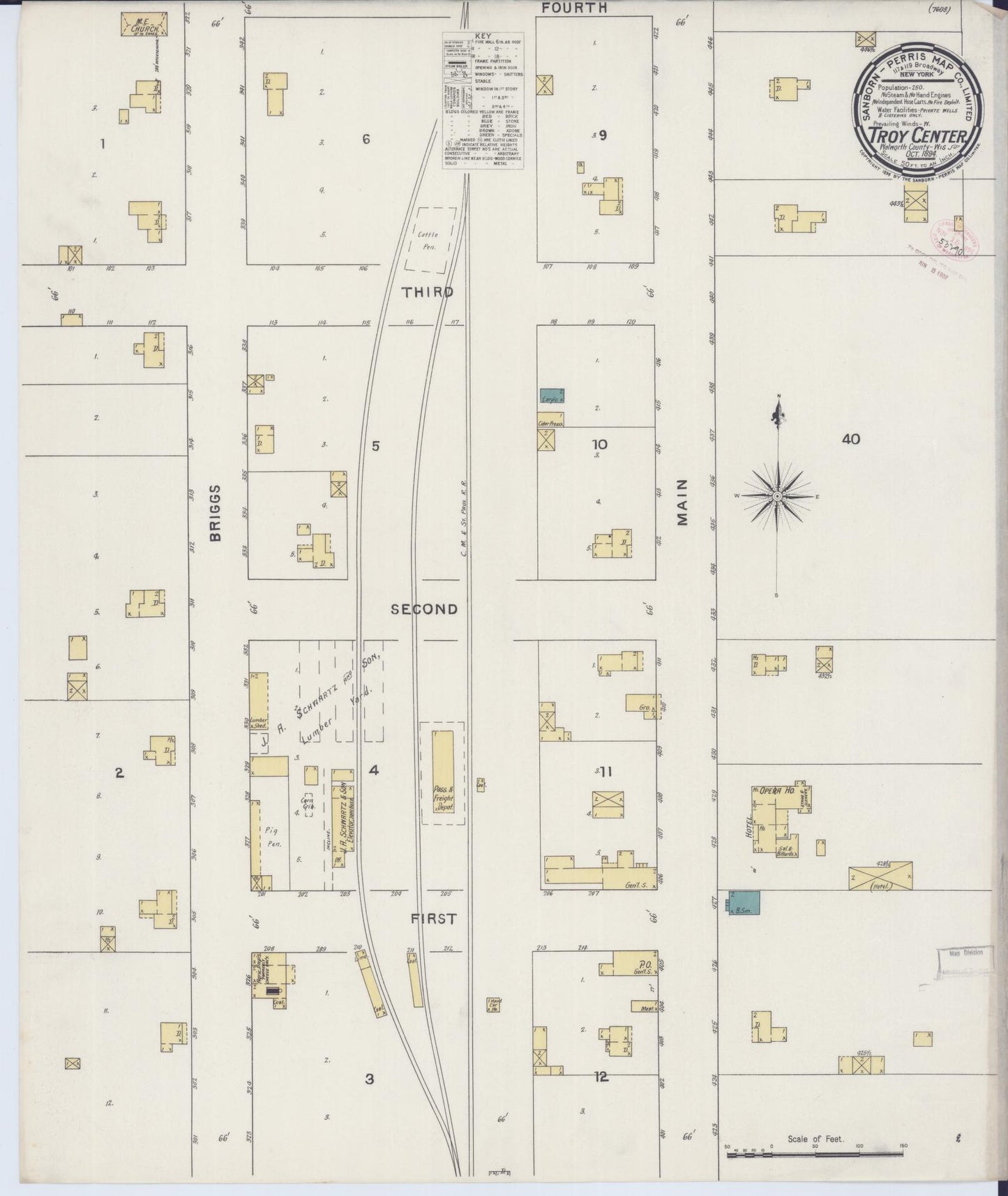 Sanborn Fire Insurance Map from Troy Center, Walworth County, Wisconsin (1894), Sheet #0001 - Historic Sanborn Fire Insurance Map Print, vintage old map wall art, antique decor, genealogy gift, Wisconsin Wisconsin map