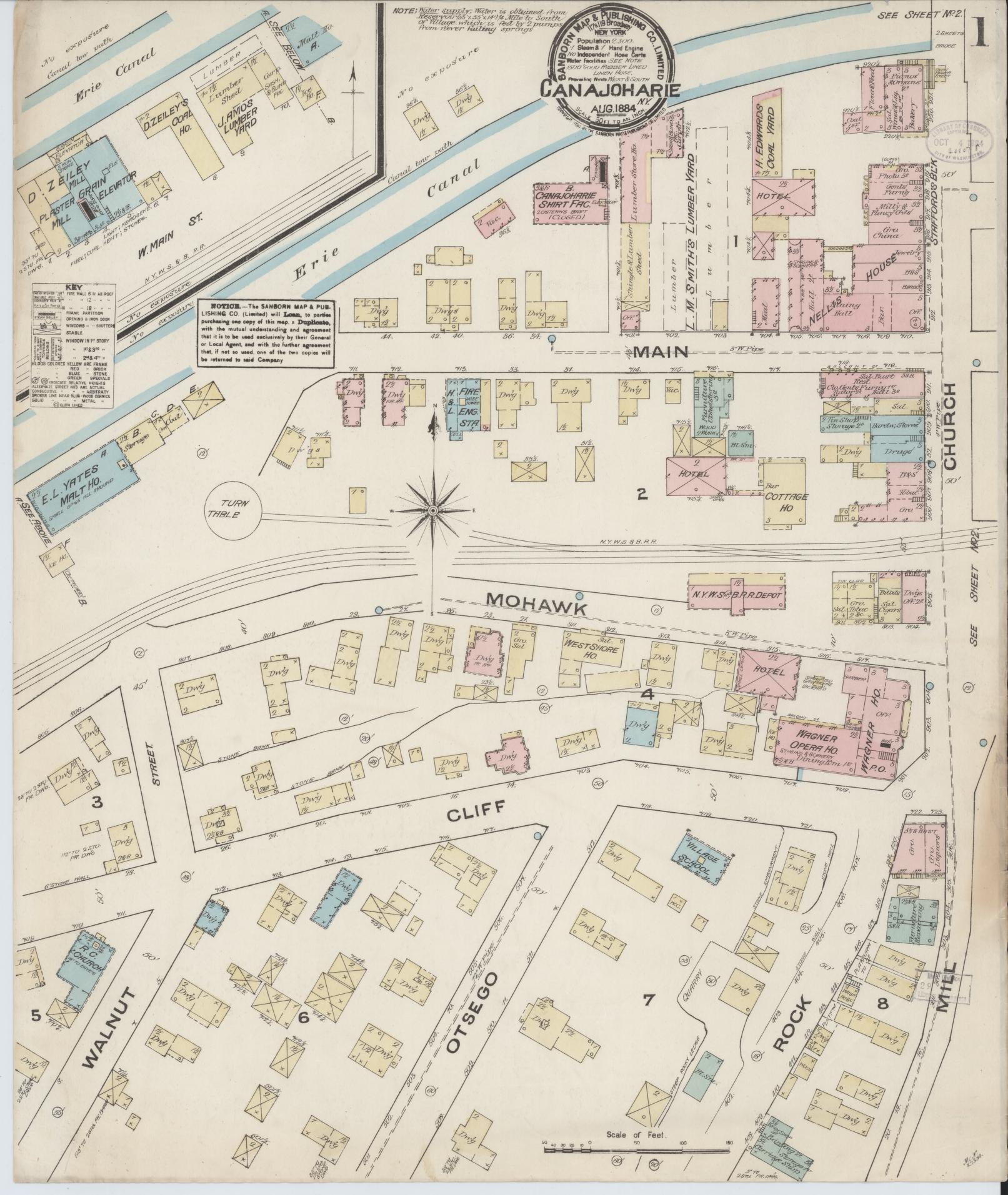 Sanborn Fire Insurance Map from Canajoharie, Montgomery County, New York. (1884) – Historic Sanborn Fire Insurance Map Print