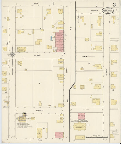Sanborn Fire Insurance Map from Abbeville, Wilcox County, Georgia (1913), Sheet #0003 - Complete Map Set gallery image, historic Sanborn map, vintage wall art, Georgia Georgia