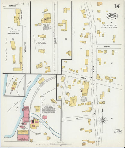 Sanborn Fire Insurance Map from Natick, Middlesex County, Massachusetts (1899), Sheet #0014 - Complete Map Set gallery image, historic Sanborn map, vintage wall art, Massachusetts Massachusetts