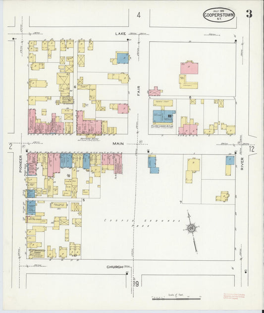 Sanborn Fire Insurance Map from Cooperstown, Otsego County, New York (1915), Sheet #0003 - Historic Sanborn Fire Insurance Map Print, vintage old map wall art, antique decor, genealogy gift, New York New York map