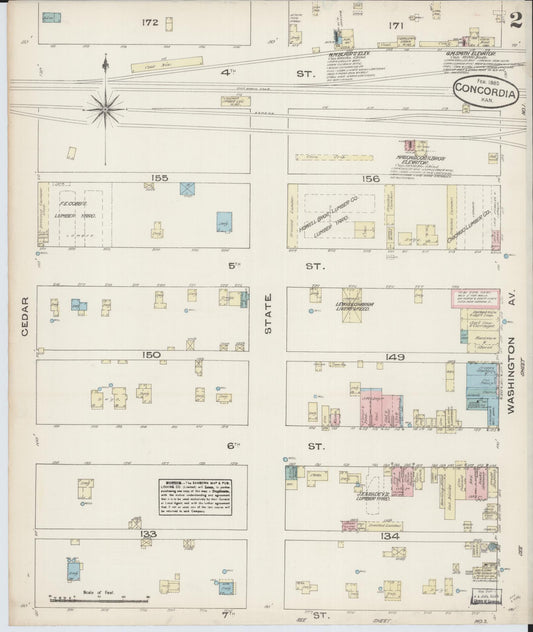 Sanborn Fire Insurance Map from Concordia, Cloud County, Kansas (1885), Sheet #0002 - Historic Sanborn Fire Insurance Map Print, vintage old map wall art, antique decor, genealogy gift, Kansas Kansas map