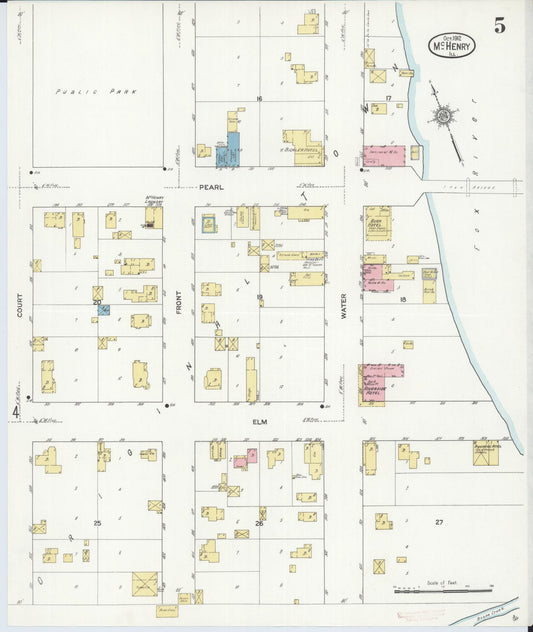 Sanborn Fire Insurance Map from McHenry, McHenry County, Illinois (1912), Sheet #0005 - Historic Sanborn Fire Insurance Map Print, vintage old map wall art, antique decor, genealogy gift, Illinois Illinois map
