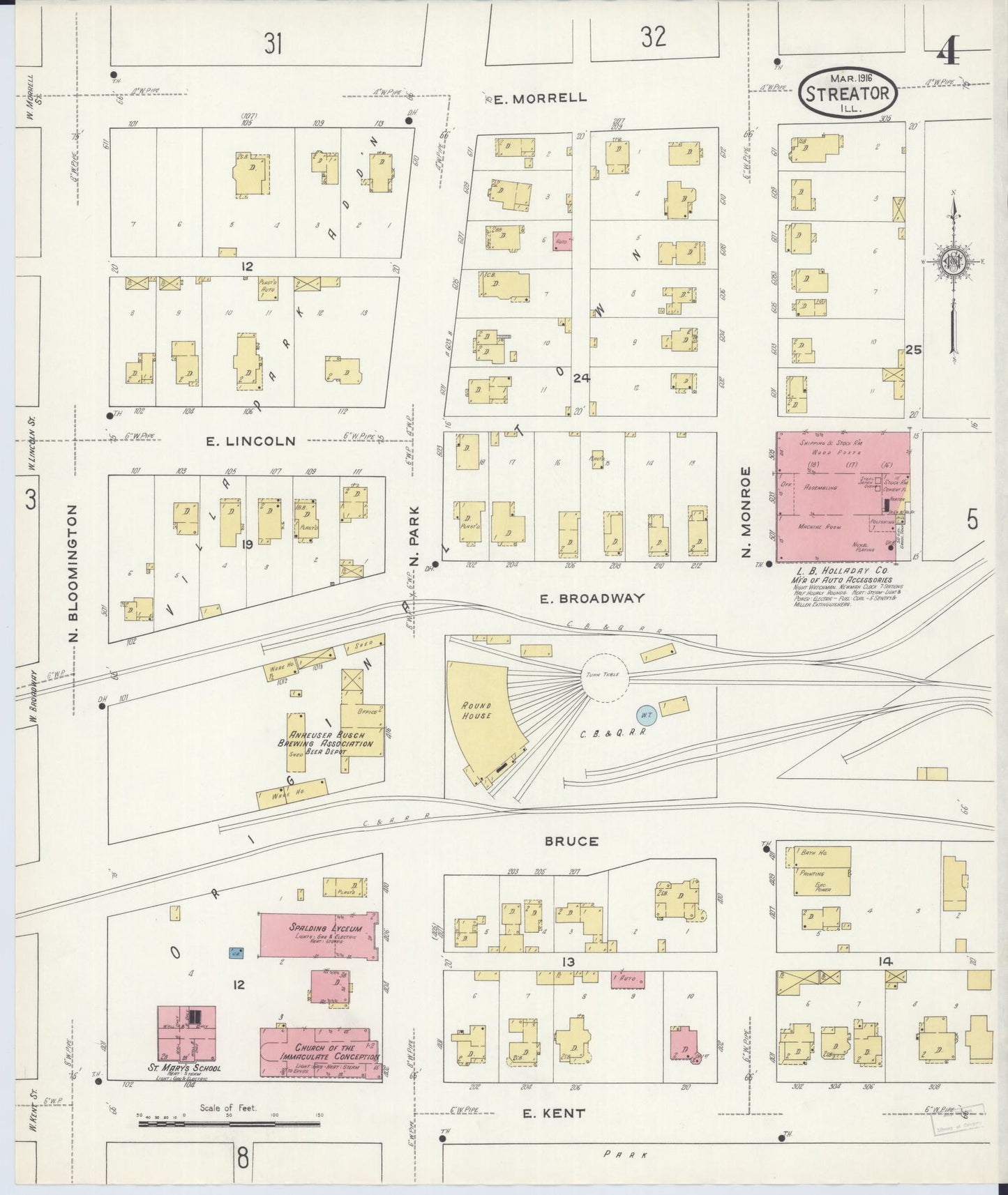 Sanborn Fire Insurance Map from Streator, La Salle County, Illinois (1916), Sheet #0004 - Complete Map Set gallery image, historic Sanborn map, vintage wall art, Illinois Illinois