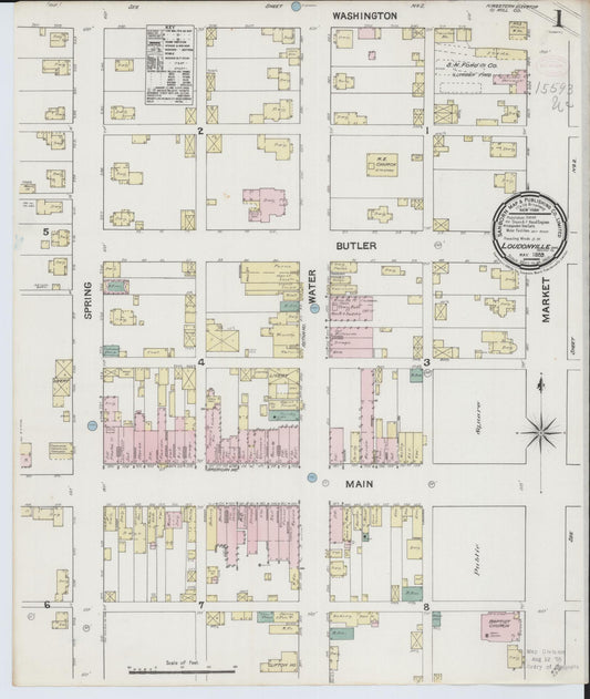 Sanborn Fire Insurance Map from Loudonville, Ashland County, Ohio (1889), Sheet #0001 - Historic Sanborn Fire Insurance Map Print, vintage old map wall art, antique decor, genealogy gift, Ohio Ohio map