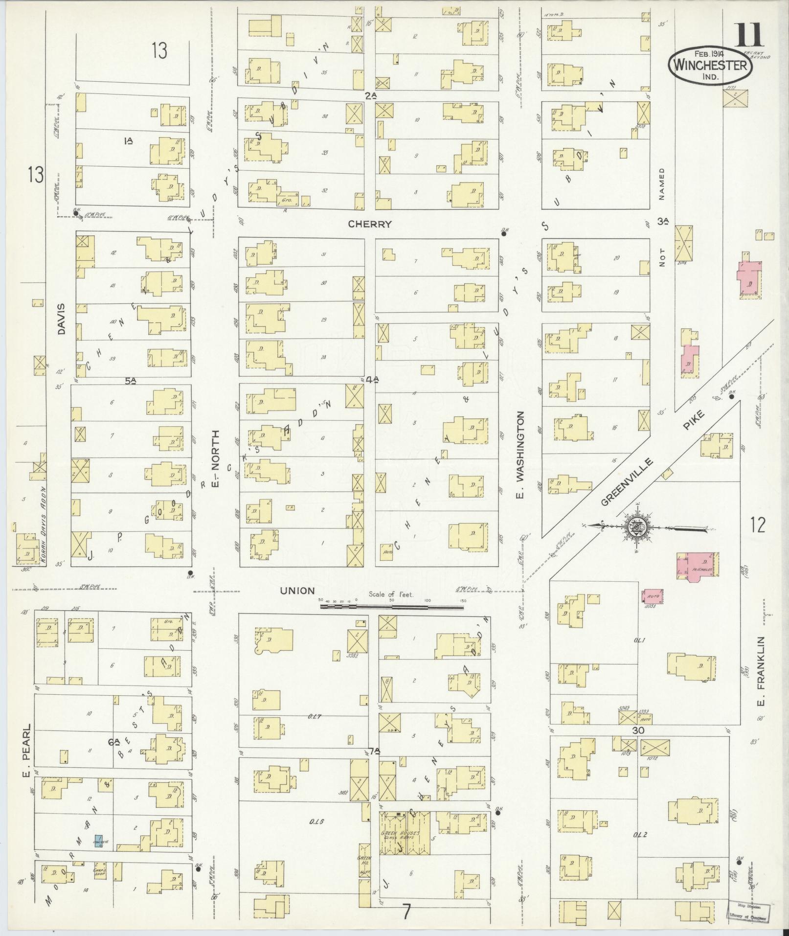Sanborn Fire Insurance Map from Winchester, Randolph County, Indiana (1914), Sheet #0011 - Complete Map Set gallery image, historic Sanborn map, vintage wall art, Indiana Indiana