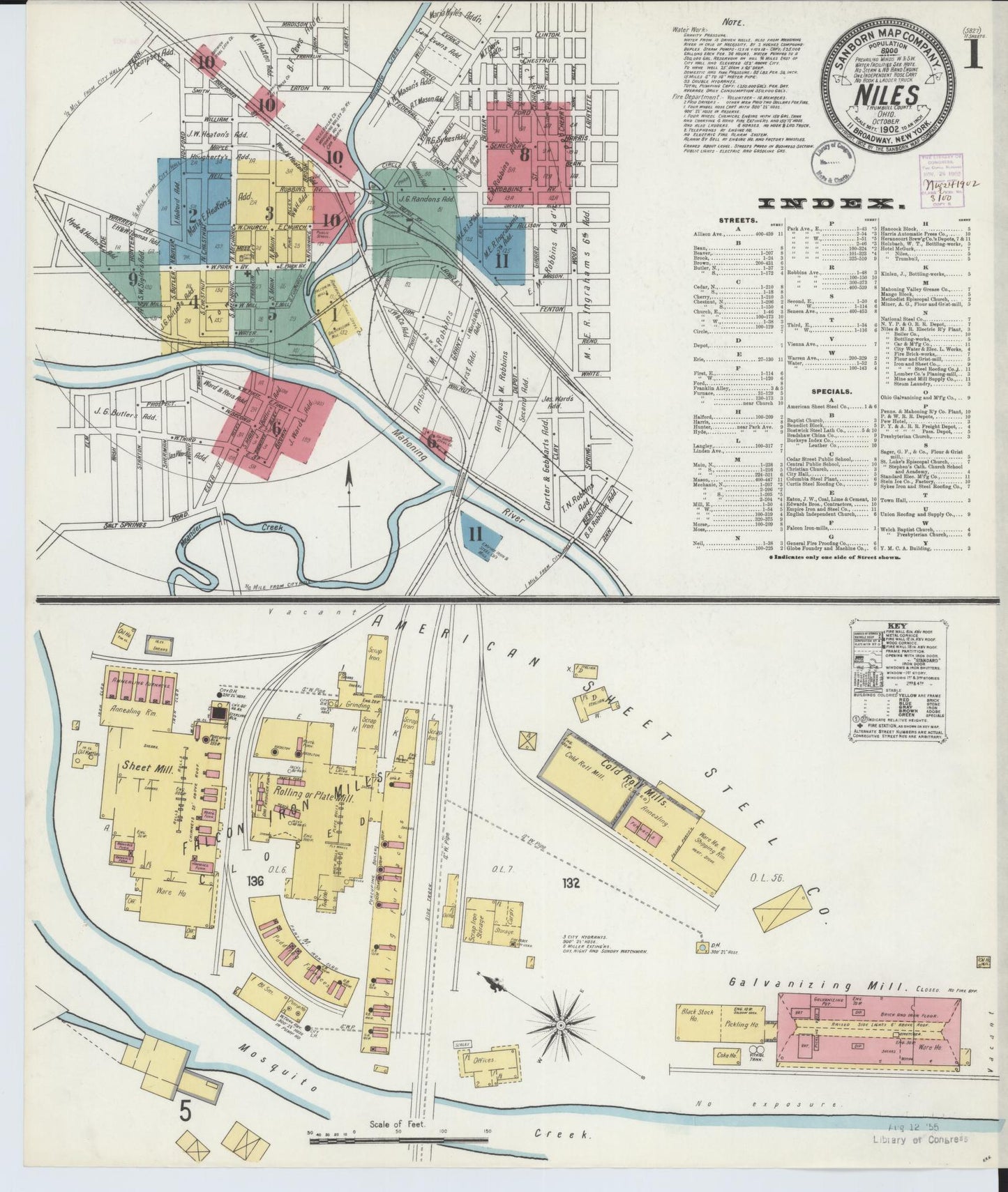 Sanborn Fire Insurance Map from Niles, Trumbull County, Ohio (1902), Sheet #0001 - Complete Map Set gallery image, historic Sanborn map, vintage wall art, Ohio Ohio