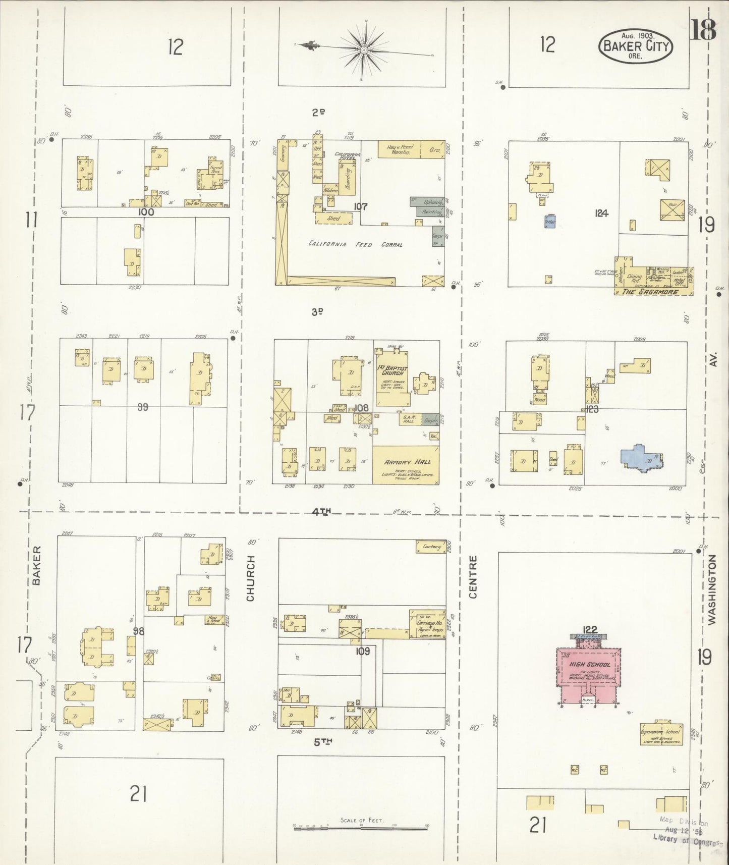 Sanborn Fire Insurance Map from Baker, Baker County, Oregon (1903), Sheet #0018 - Historic Sanborn Fire Insurance Map Print, vintage old map wall art, antique decor, genealogy gift, Oregon Oregon map