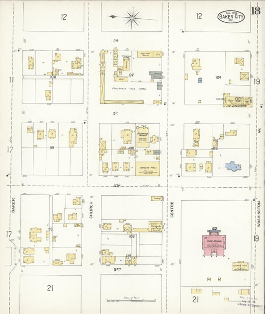 Sanborn Fire Insurance Map from Baker, Baker County, Oregon (1903), Sheet #0018 - Historic Sanborn Fire Insurance Map Print, vintage old map wall art, antique decor, genealogy gift, Oregon Oregon map