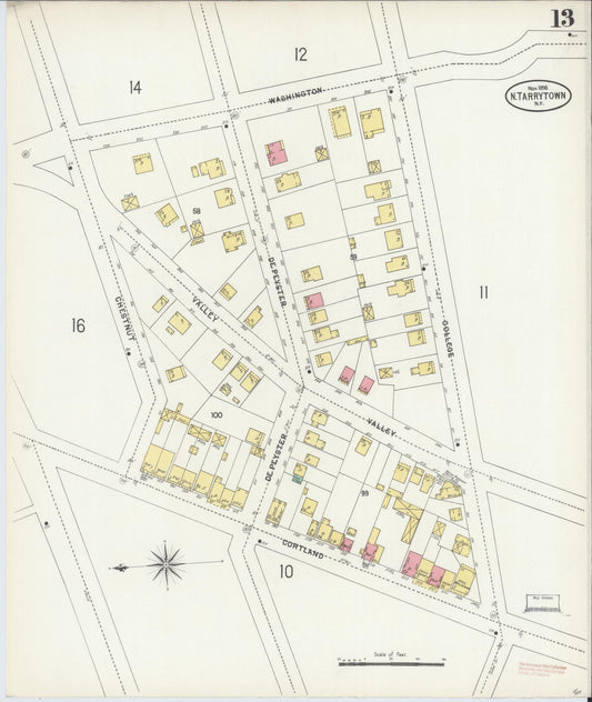 Sanborn Fire Insurance Map from Tarrytown, Westchester County, New York (1898), Sheet #0013 - Historic Sanborn Fire Insurance Map Print, vintage old map wall art, antique decor, genealogy gift, New York New York map