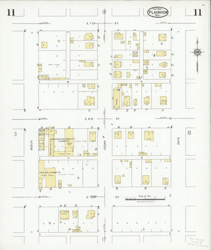Sanborn Fire Insurance Map from Plainview, Hale County, Texas (1927), Sheet #0011 - Complete Map Set gallery image, historic Sanborn map, vintage wall art, Texas Texas