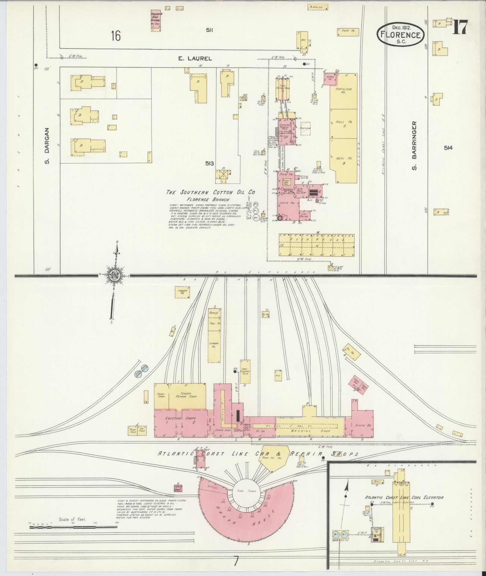 Sanborn Fire Insurance Map from Florence, Florence County, South Carolina (1912), Sheet #0017 - Complete Map Set gallery image, historic Sanborn map, vintage wall art, South Carolina South Carolina