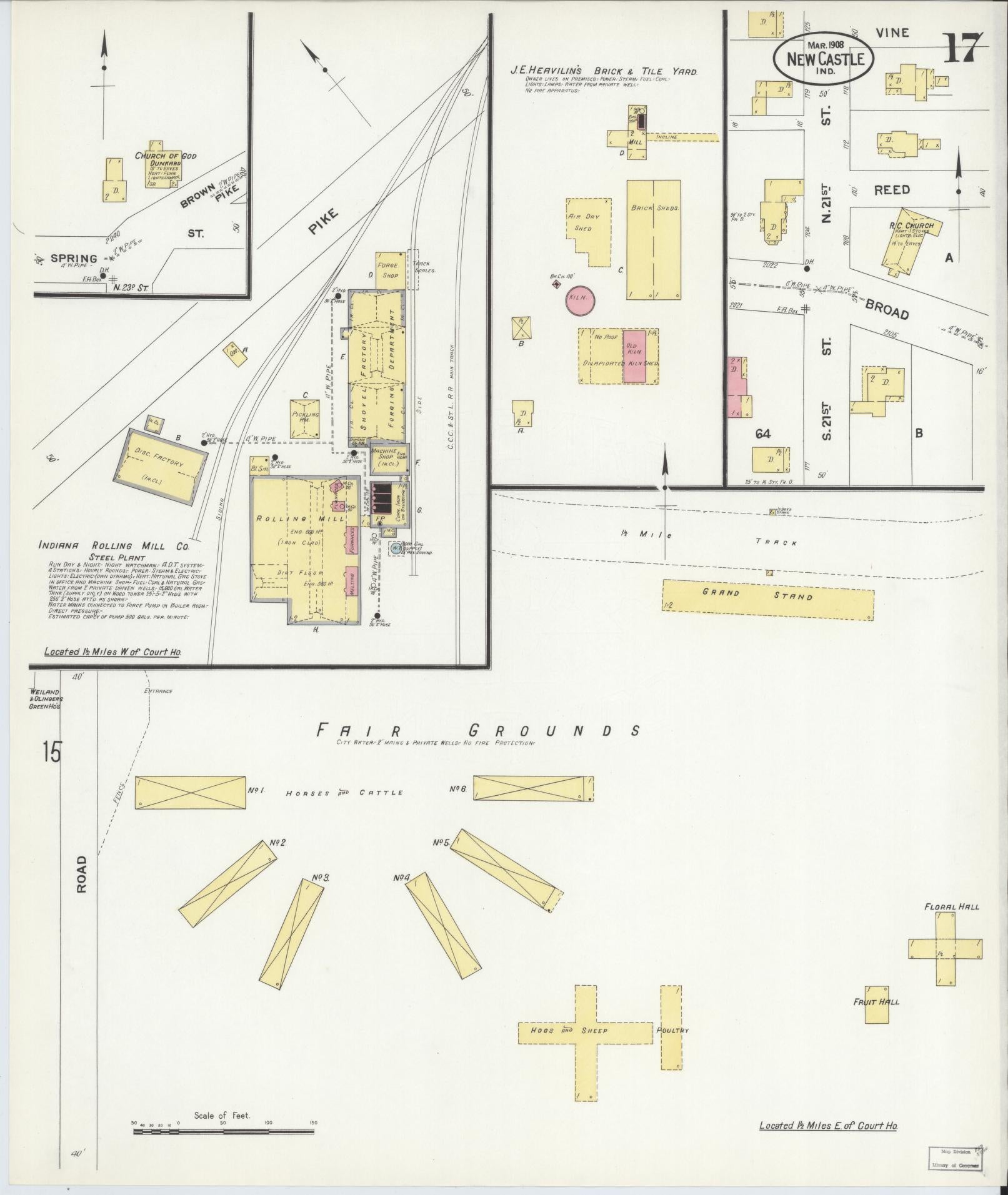Sanborn Fire Insurance Map from New Castle, Henry County, Indiana (1908), Sheet #0017 - Complete Map Set gallery image, historic Sanborn map, vintage wall art, Indiana Indiana