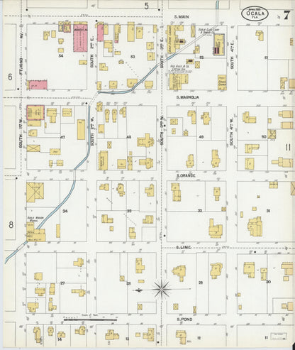 Sanborn Fire Insurance Map from Ocala, Marion County, Florida (1901), Sheet #0007 - Complete Map Set gallery image, historic Sanborn map, vintage wall art, Florida Florida