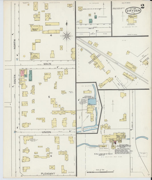 Sanborn Fire Insurance Map from Dryden, Tompkins County, New York (1893), Sheet #0002 - Historic Sanborn Fire Insurance Map Print, vintage old map wall art, antique decor, genealogy gift, New York New York map