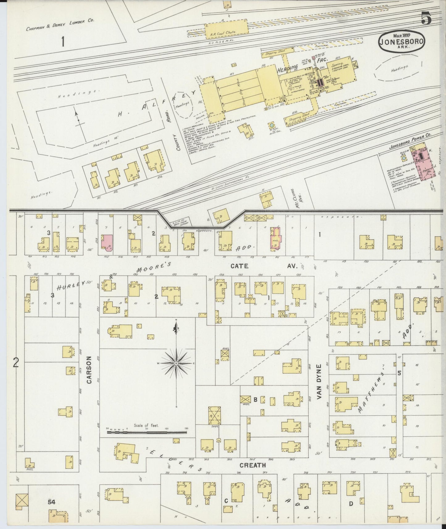 Sanborn Fire Insurance Map from Jonesboro, Craighead County, Arkansas (1897), Sheet #0005 - Historic Sanborn Fire Insurance Map Print, vintage old map wall art, antique decor, genealogy gift, Arkansas Arkansas map