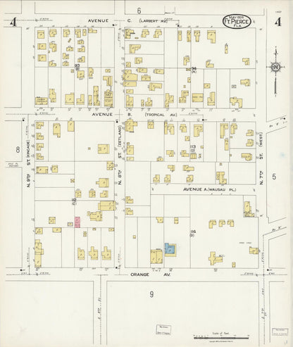 Sanborn Fire Insurance Map from Fort Pierce, St Lucie County, Florida (1924), Sheet #0004 - Complete Map Set gallery image, historic Sanborn map, vintage wall art, Florida Florida