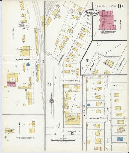 Sanborn Fire Insurance Map from Rhinelander, Oneida County, Wisconsin (1920), Sheet #0010 - Historic Sanborn Fire Insurance Map Print, vintage old map wall art, antique decor, genealogy gift, Wisconsin Wisconsin map