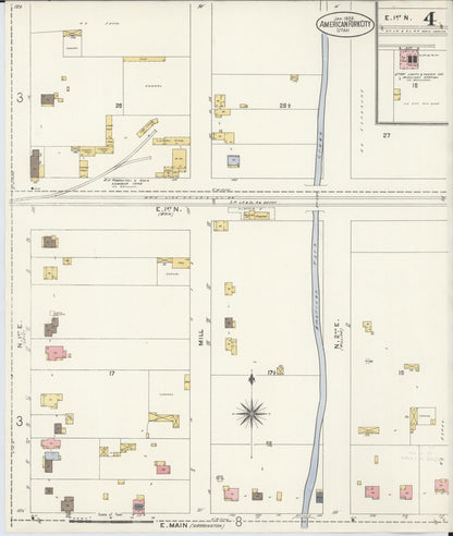 Sanborn Fire Insurance Map from American Fork, Utah County, Utah (1908), Sheet #0004 - Complete Map Set gallery image, historic Sanborn map, vintage wall art, American Fork Utah