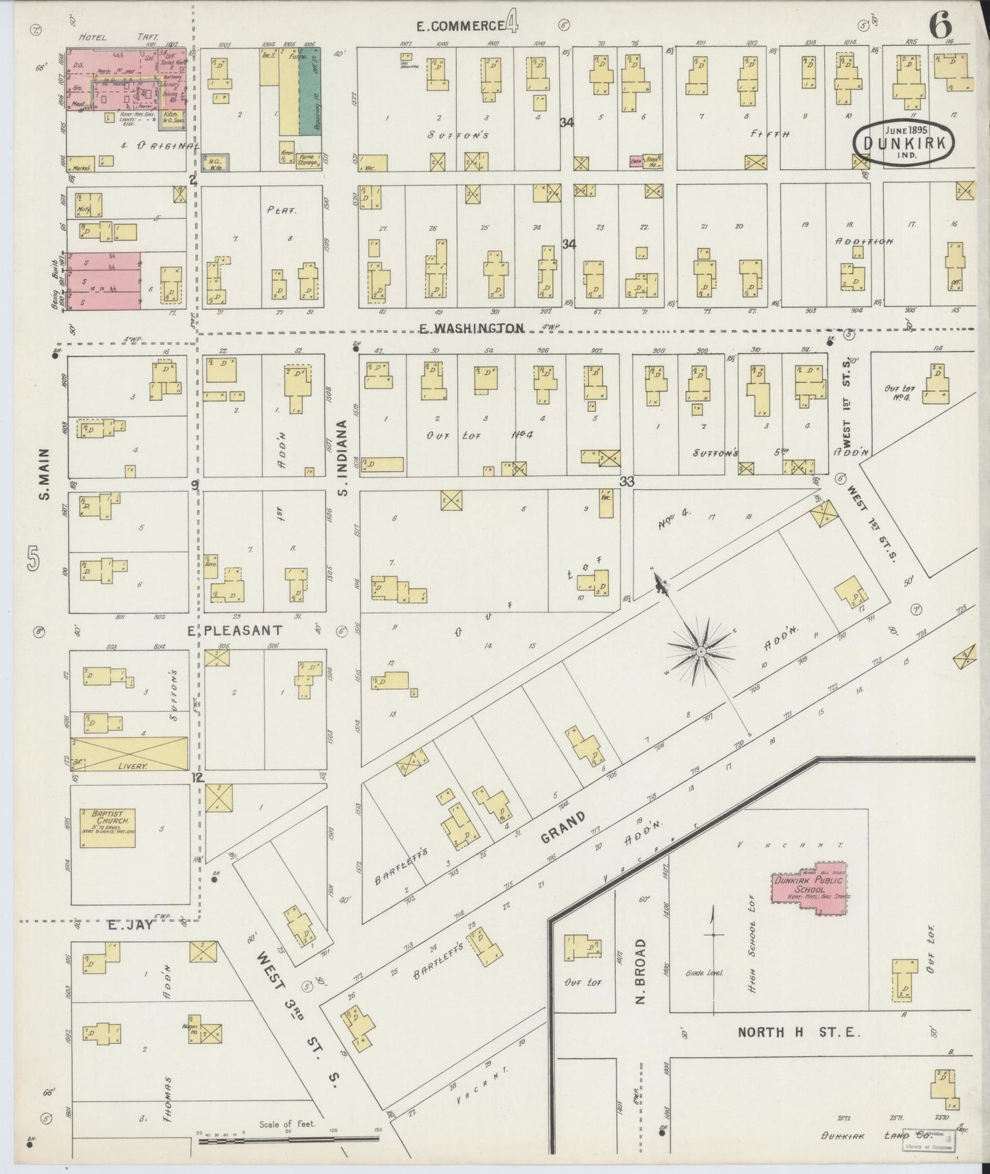 Sanborn Fire Insurance Map from Dunkirk, Jay And Blackford Counties, Indiana (1895), Sheet #0006 - Complete Map Set gallery image, historic Sanborn map, vintage wall art, Indiana Indiana