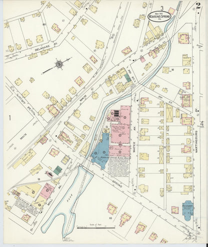 Sanborn Fire Insurance Map from Roaring Spring, Blair County, Pennsylvania (1910), Sheet #0002 - Historic Sanborn Fire Insurance Map Print, vintage old map wall art, antique decor, genealogy gift, Pennsylvania Pennsylvania map