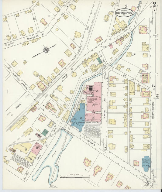 Sanborn Fire Insurance Map from Roaring Spring, Blair County, Pennsylvania (1910), Sheet #0002 - Historic Sanborn Fire Insurance Map Print, vintage old map wall art, antique decor, genealogy gift, Pennsylvania Pennsylvania map