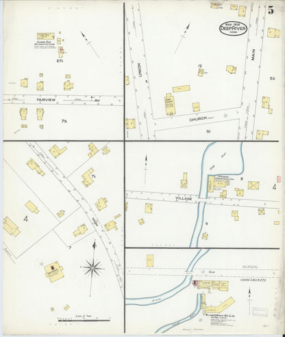 Sanborn Fire Insurance Map from Deep River, Middlesex County, Connecticut (1908), Sheet #0005 - Complete Map Set gallery image, historic Sanborn map, vintage wall art, Connecticut Connecticut