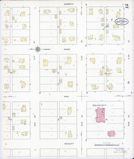 Sanborn Fire Insurance Map from Blue Earth, Faribault County, Minnesota (1911), Sheet #0002 - Historic Sanborn Fire Insurance Map Print, vintage old map wall art, antique decor, genealogy gift, Minnesota Minnesota map