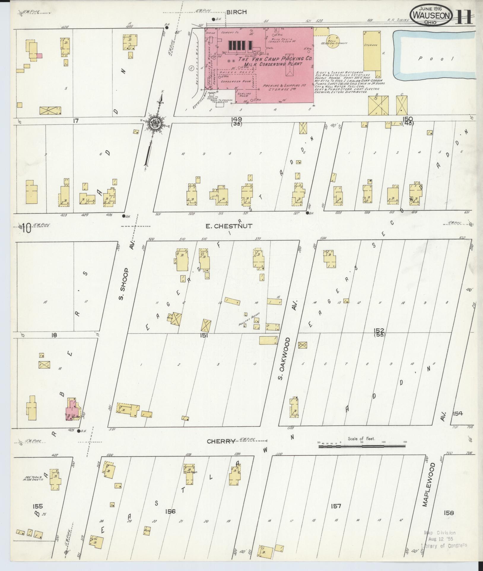 Sanborn Fire Insurance Map from Wauseon, Fulton County, Ohio (1916), Sheet #0011 - Historic Sanborn Fire Insurance Map Print, vintage old map wall art, antique decor, genealogy gift, Ohio Ohio map
