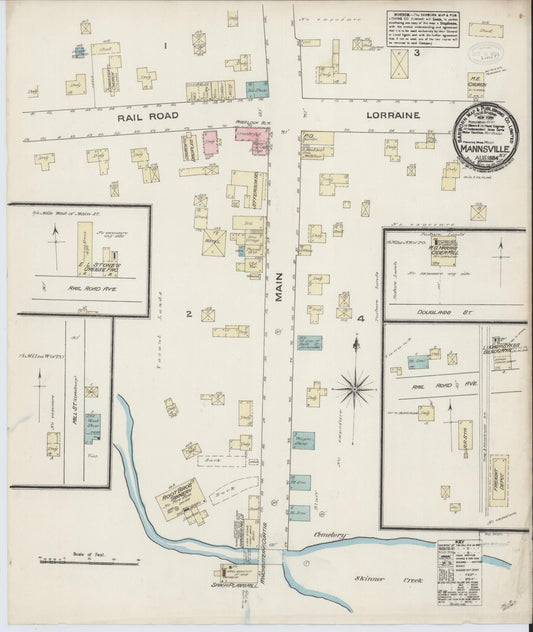 Sanborn Fire Insurance Map from Mannsville, Jefferson County, New York (1884), Sheet #0001 - Historic Sanborn Fire Insurance Map Print, vintage old map wall art, antique decor, genealogy gift, New York New York map