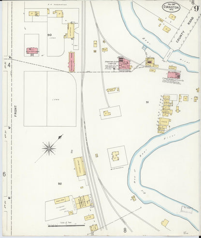 Sanborn Fire Insurance Map from Evanston, Uinta County, Wyoming (1907), Sheet #0009 - Complete Map Set gallery image, historic Sanborn map, vintage wall art, Wyoming Wyoming