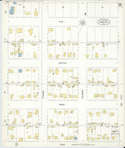 Sanborn Fire Insurance Map from Rawlins, Carbon County, Wyoming (1903), Sheet #0008 - Complete Map Set gallery image, historic Sanborn map, vintage wall art, Wyoming Wyoming
